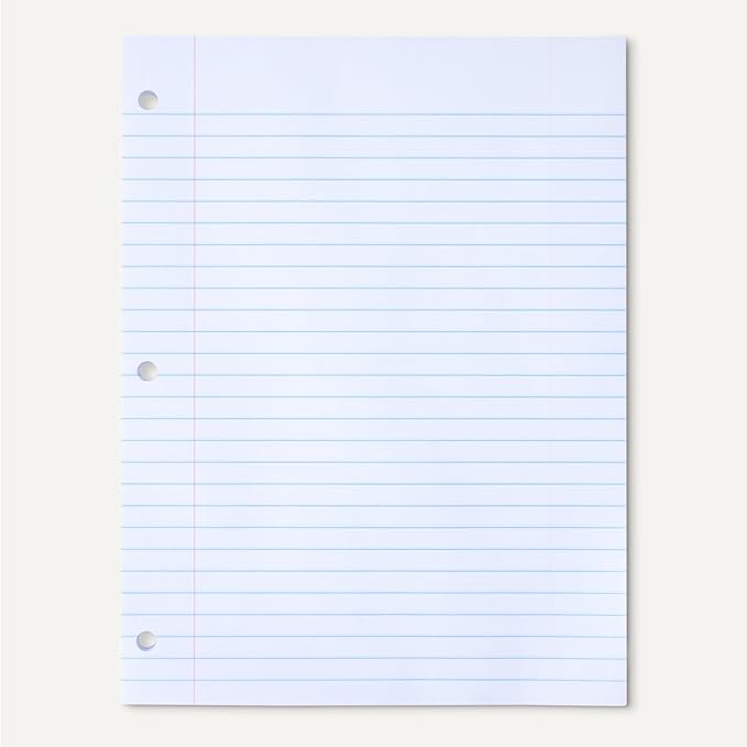 Amazon Basics Wide Ruled Loose Leaf Paper, 10.5" x 8", 150 Sheets, No Binding, White, 1-Pack