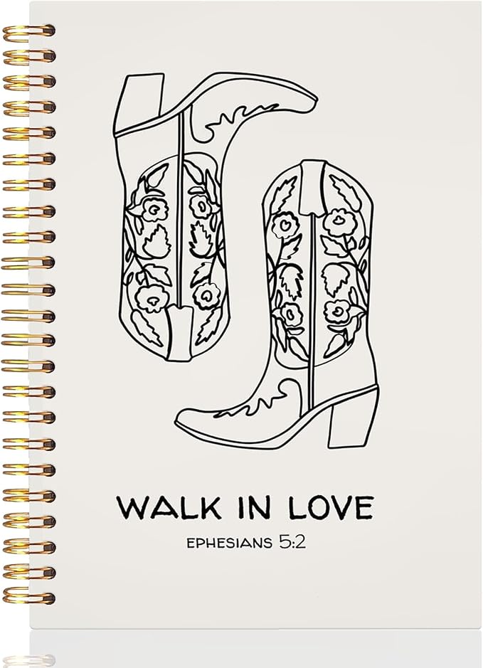 UTELKA Sermon Notes Journal, Bible Journal Bible Study Supplies Notebook, Western Bible Study Journal 5.5x8.3, Cowgirls Boots Walk in Love Inspirational Notes Notebook For Office Work Christian Gifts