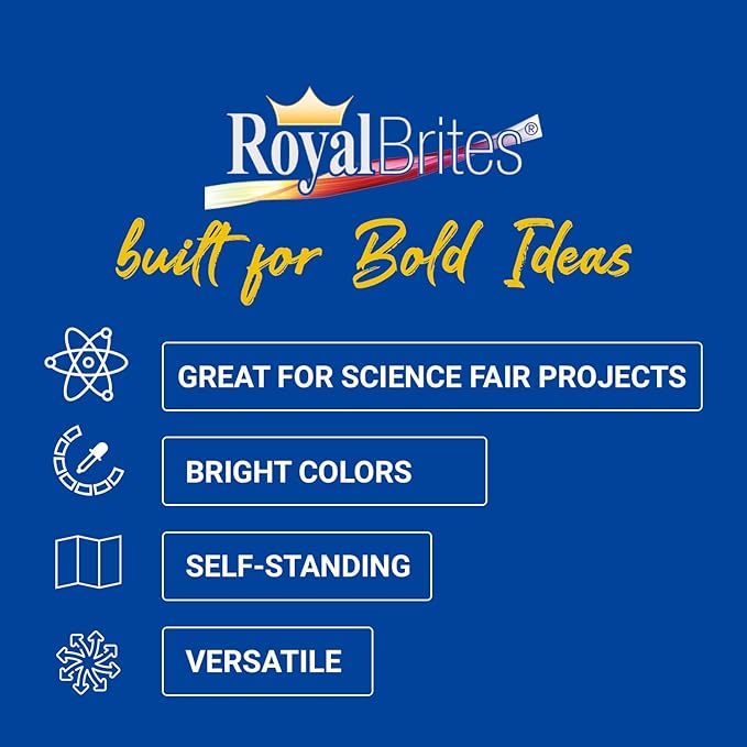 Royal Brites 1-Ply Corrugated Tri-fold Project Display Board 36" x 48", Exhibition, Presentation, & Science Fair Display Boards, Lightweight Trifold Board with Smooth Surface, White/Kraft, Pack of 12