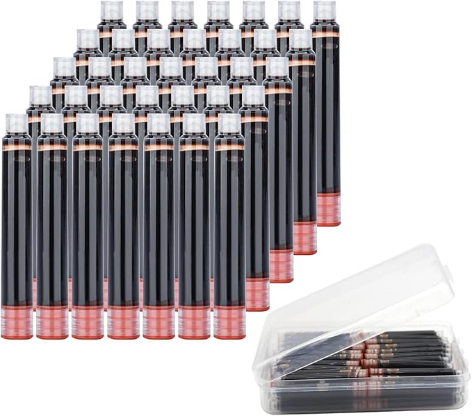 Ink Cartridges for Hongdian Fountain Pen, Set of 35 Pen Refills Ink Cartridges, 3.4 mm Bore Diameter, Brown