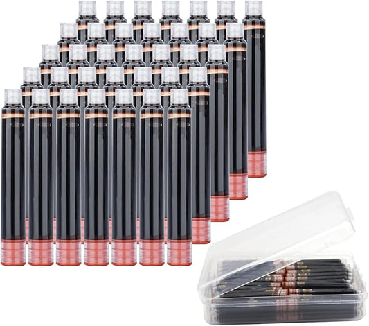 Ink Cartridges for Hongdian Fountain Pen, Set of 35 Pen Refills Ink Cartridges, 3.4 mm Bore Diameter, Brown