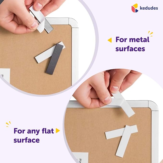 kedudes 11x14 Magnetic Dry Erase White Board - Mini Refrigerator Whiteboard Set - Lightweight Small Personal Memo Boards with 6 Markers - Smooth Surface and Eraser Caps - Fridge and Wall Mountable