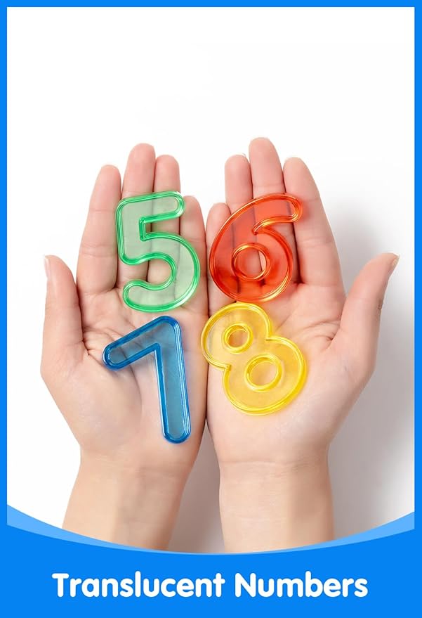 48 Pcs Translucent Number Set – Plastic Numbers & Symbols for Kids, Ideal for Early Math Learning and Light Table Activities