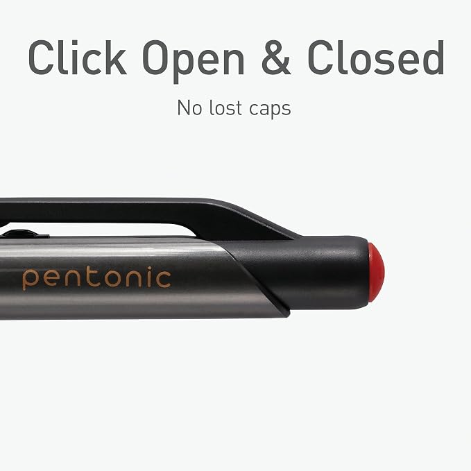 Pentonic G-RT Retractable Gel Pens, 10 Count, Red Ink, 0.7 mm Fine Point, Smooth Writing For Journaling, Note Taking, Office & School (1002364)