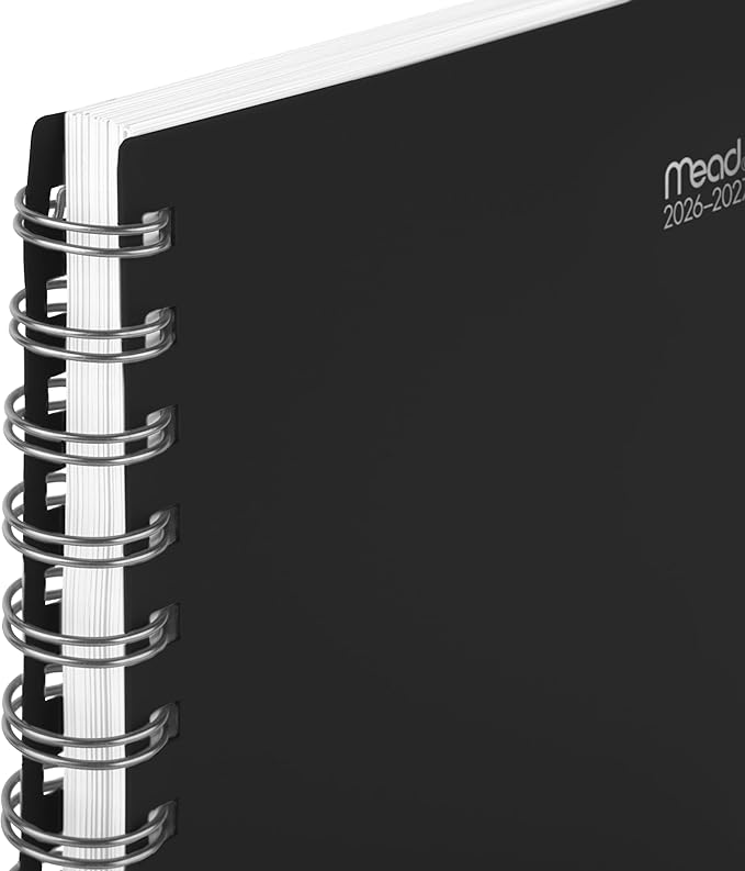 Mead Planner 2026-2027 Weekly & Monthly Academic 15-Month April-June, 5.5" x 8.5", Black (CAW42005) (Pack of 12)