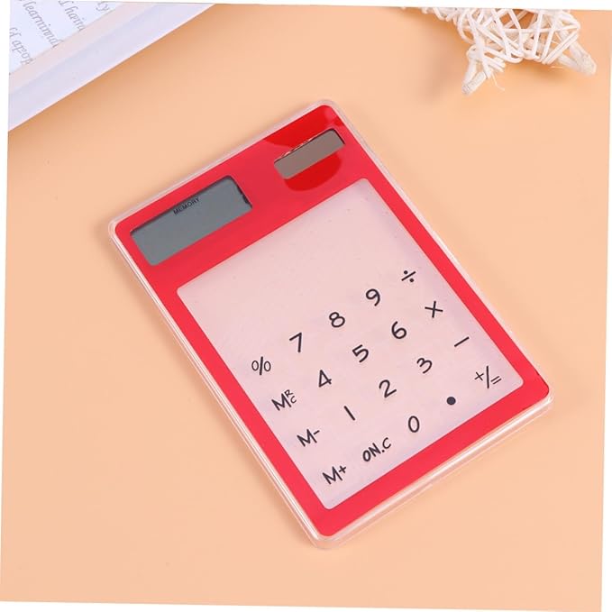 Transparent Touch Panel Solar Calculator Lightweight Portable Design for School Office Home Use Automatic Power Off Compact Retro Style Go Calculations