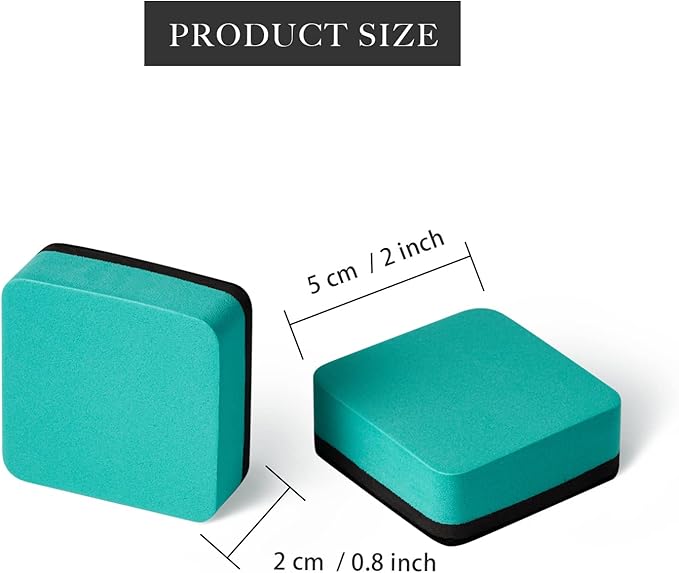Favide 24 Pack Magnetic Whiteboard Dry Erase Erasers Chalkboard Cleansers for Classroom, Home and Office (Square, Green)