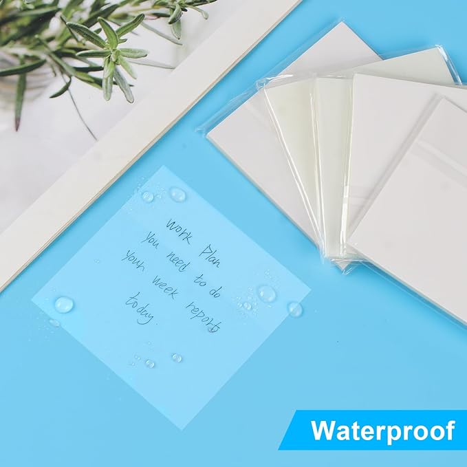 Azureal 600P Transparent Sticky Notes, 3x3 Inch Waterproof Self-Adhesive Translucent Sticky Notes for Books Annotation, Notes Highlights, School & Office