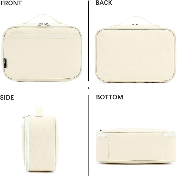 FlowFly Kids Lunch box Insulated Soft Bag Mini Cooler Back to School Thermal Meal Tote Kit for Girls, Boys, Beige