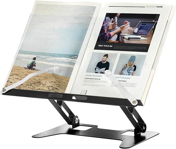 Honagu Adjustable Laptop Stand for Desk, Metal Foldable Laptop Riser, Portable Desktop Book Stand Holder, Ergonominc Computer Notebook Stand Compatible with 10-15.6” Laptops (Black)