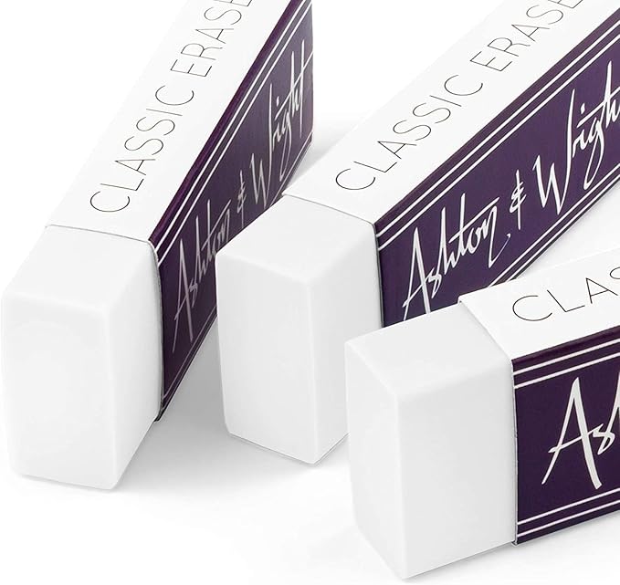Ashton and Wright - Classic Eraser - Latex Free Plastic Rubber - Pack of 5 White