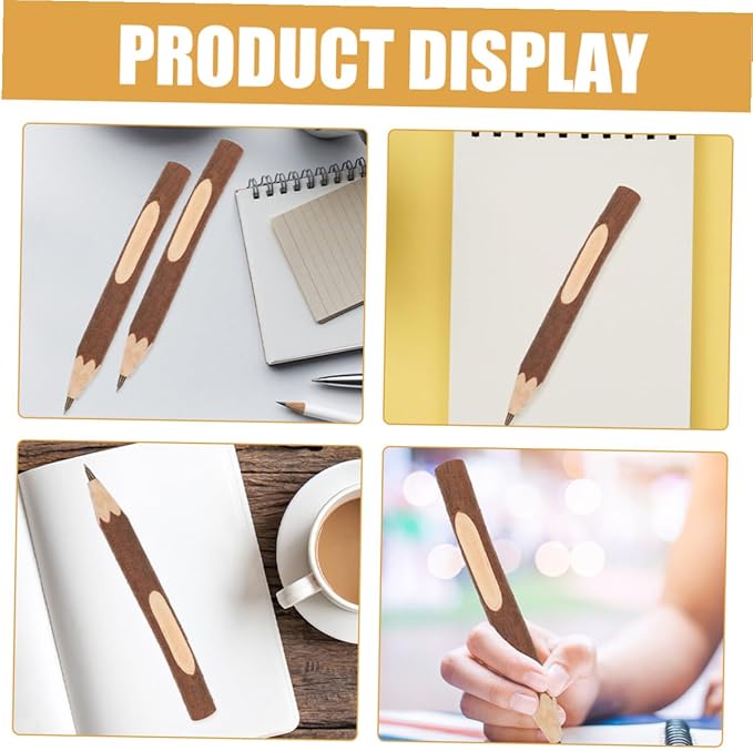 Wood Ballpoint Pens 17cm, 10pcs Small Natural Wooden Pens with Biodegradable Material, Convenient Writing Supply for Office and School Use