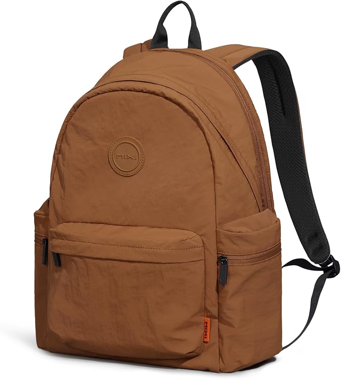 mixi 15 Inch Casual Travel Daypack, Lightweight Laptop Backpack, Brown | Ultra Light Backpack, Fits 14in Laptop, Water/Oil/Stain Resistant, Anti-Theft Pocket&Luggage Strap for College Work Hiking