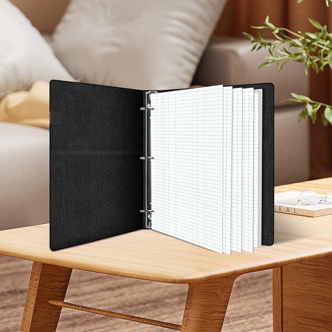 (3-Pack) A4 Grid Filler Paper - 3-Hole Graph Paper, Letter Size 300Sheets / 600Pages Loose-Leaf Paper, 100gsm White Paper, 8.5'' x 11''