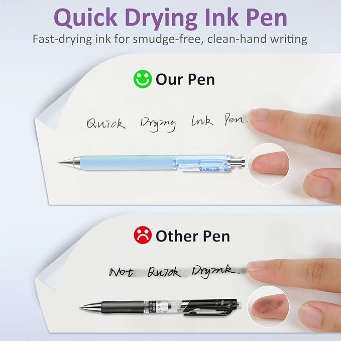 FIOVER Gel Pens, 6 Pcs 0.5mm Quick Dry Black Ink Pens, Fine Point Smooth Writing Pens, Retractable with Silicone Grip, High-End Cute Aesthetic Office School Supplies, Gifts for Women Men (6pcs black)