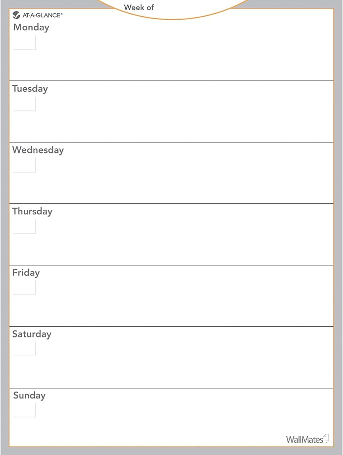 AT-A-GLANCE WallMates Dry-Erase Weekly Planning Surface, 24" x 18", Large, Undated, Self-Adhesive (AW503028)