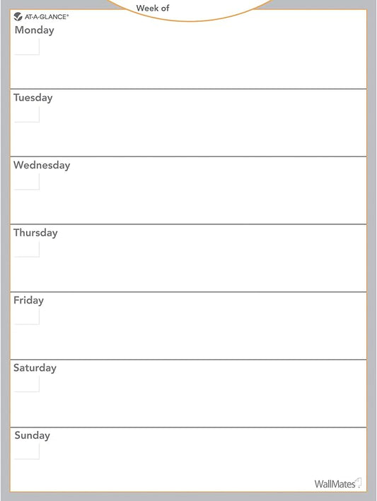 AT-A-GLANCE WallMates Dry-Erase Weekly Planning Surface, 24" x 18", Large, Undated, Self-Adhesive (AW503028)