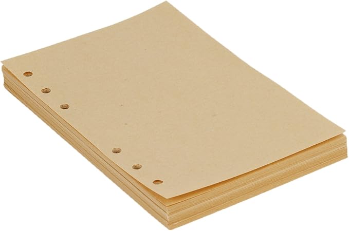 A6 Kraft Refill Paper 6 Hole Punched Filler Paper Refills for A6 Loose Leaf Notebook Travel Journal Personal Diary Planner Binder, 80 Sheet, 160 Page, 4.1 Inches x 6.5 Inches