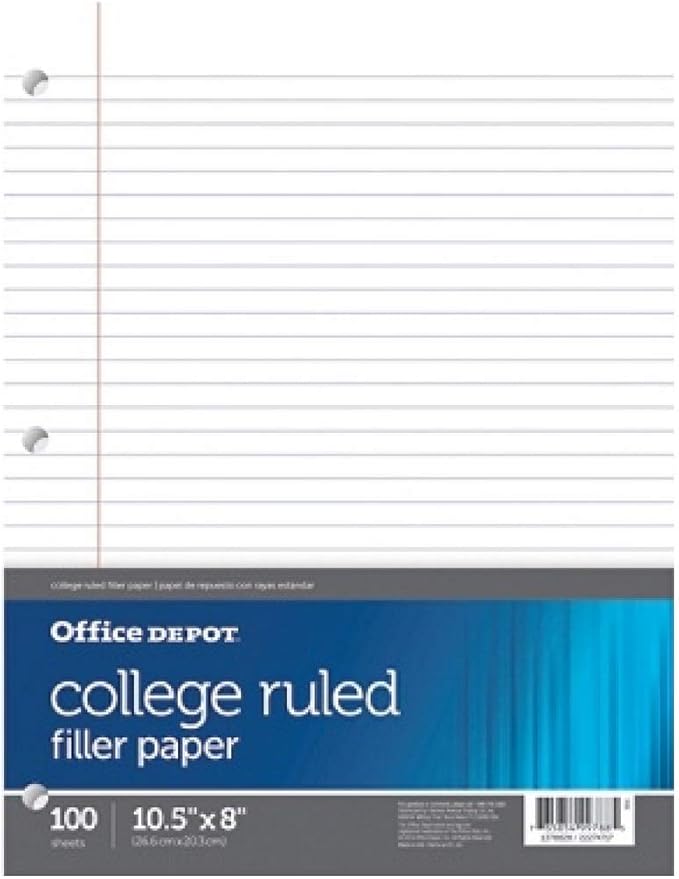Office Depot College Ruled Filler Paper Pack of 3 300 Sheets 10.5 inch x 8 inch