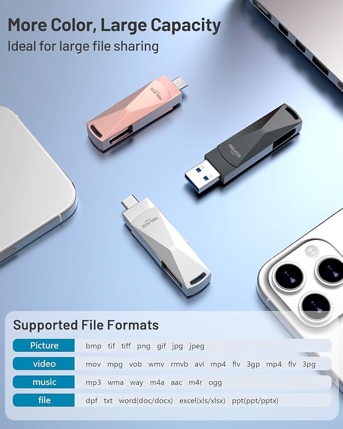 ABLAZE 64GB USB C Flash Drive, Dual USB 3.0+Type C Flash Drive Compatible with iPhone 16/15,Android Smartphone,Computer,Tablet Mac Laptop (Sliver)