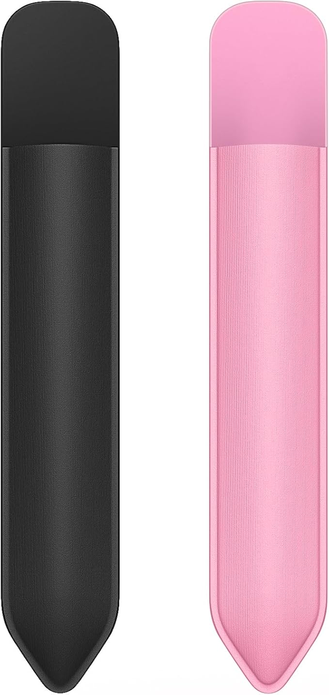 MoKo Pencil Holder Sticker Fit Apple Pencil Pro, iPencil USB-C, Apple Pencil 1st/2nd Generation, Elastic Pencil Pocket Pouch Adhesive Sleeve Attached to iPad Case for Stylus Pens, Black+Bouquet Pink