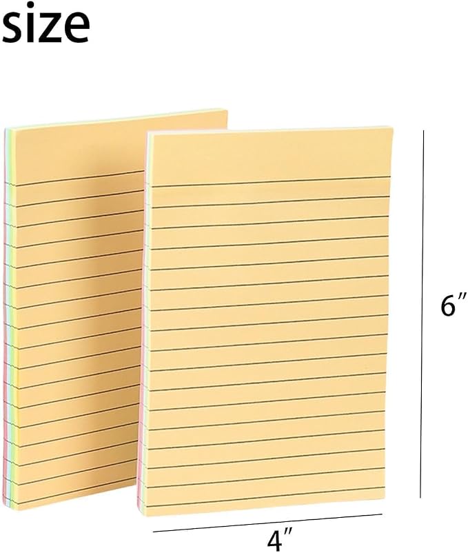 MOLOPPO Lined Sticky Notes, 100 Sheets, 6"x4", 4 Colors