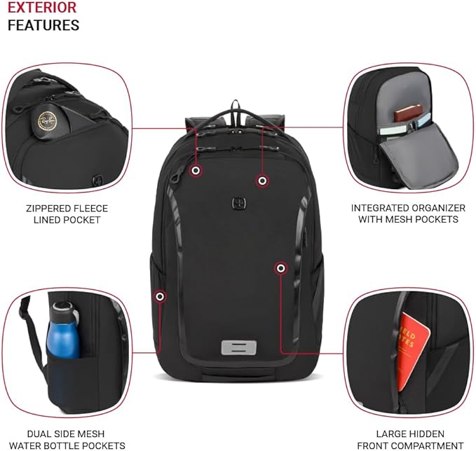 SwissGear Shield Laptop Backpack, Black, 18.5"x12"x6"
