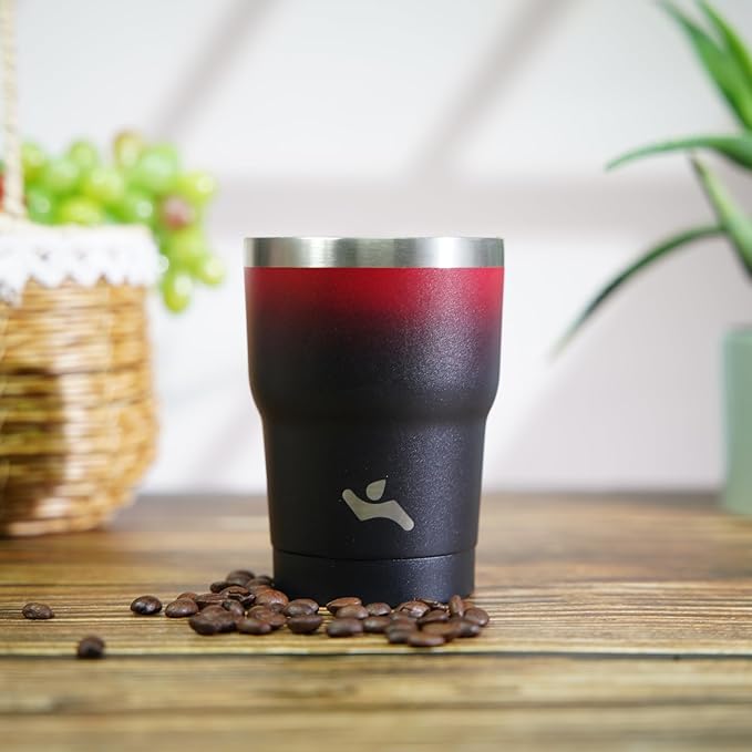 Konokyo 10 oz Tumbler with Handle and 2 Straw 2 Lid, Insulated Water Bottle Stainless Steel Vacuum Cup Reusable Travel Mug,Indigo Black