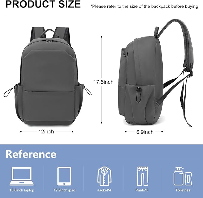NEOREAL Laptop Backpack for Work, College, Travel, Lightweight Waterproof Daily Backpacks for Men Women, Sport Rucksack Computer Bag Fits 15.6 Inch Notebook, Grey