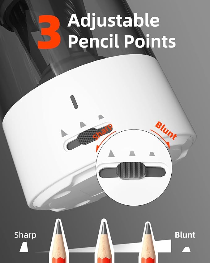 ZMOL Electric Pencil Sharpener,Charge Portable Pencil Sharpeners Kids,Pencil Sharpener for Colored Pencils, Auto Stop, Suitable for No.2/Colored Pencils(6-8mm), School/Classroom/Office/Home