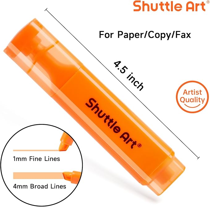 Shuttle Art 8 Assorted Colors Highlighters, Chisel Tip Dry-Quickly Non-Toxic Highlighter Markers for Adults Teachers Students Highlighting on Home School Office
