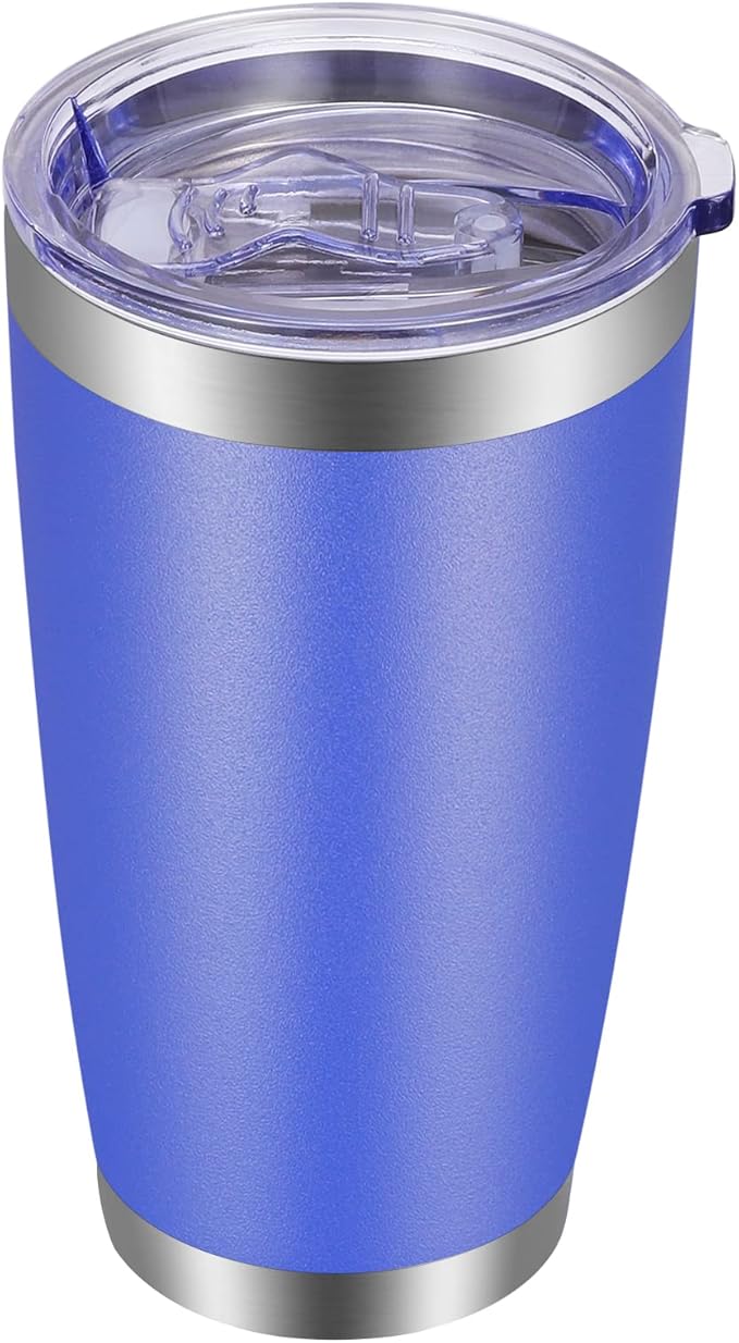VEGOND 20oz Tumbler with Lid and Straw Stainless Steel Tumbler Cup Vacuum Insulated Double Wall Travel Coffee Mug Powder Coated Coffee Cup, Blue, 1 Pack