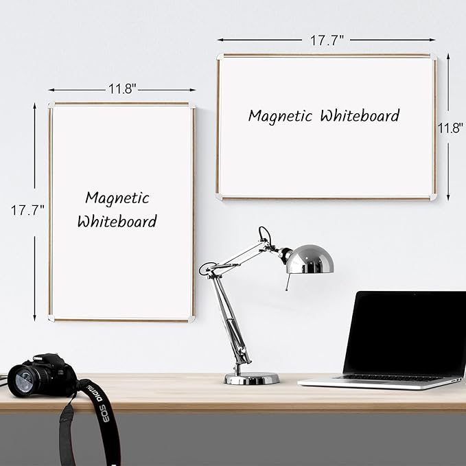 Large Magnetic White Board for Wall,Aluminum & Cork Strip Frame Whiteboard for Office,Presentation Dry Erase Board Wall Mount,Large Whiteboard for School Classroom Huge Whiteboards (18" W x 12" H)