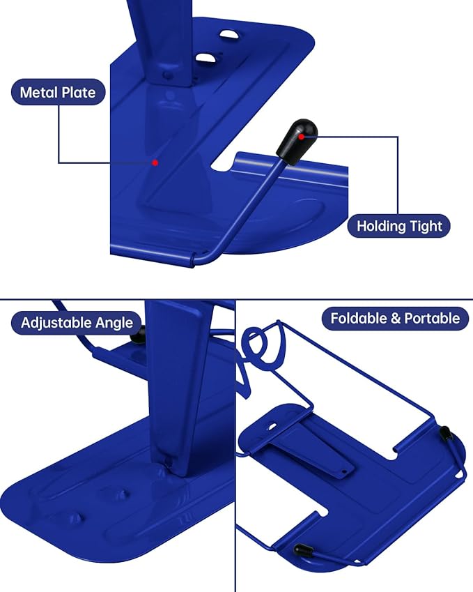 Honagu Adjustable Metal Book Holder, Document Holder, Sturdy Typing Stand for Cookbooks, Textbooks, Tablets, Music Books (Blue)