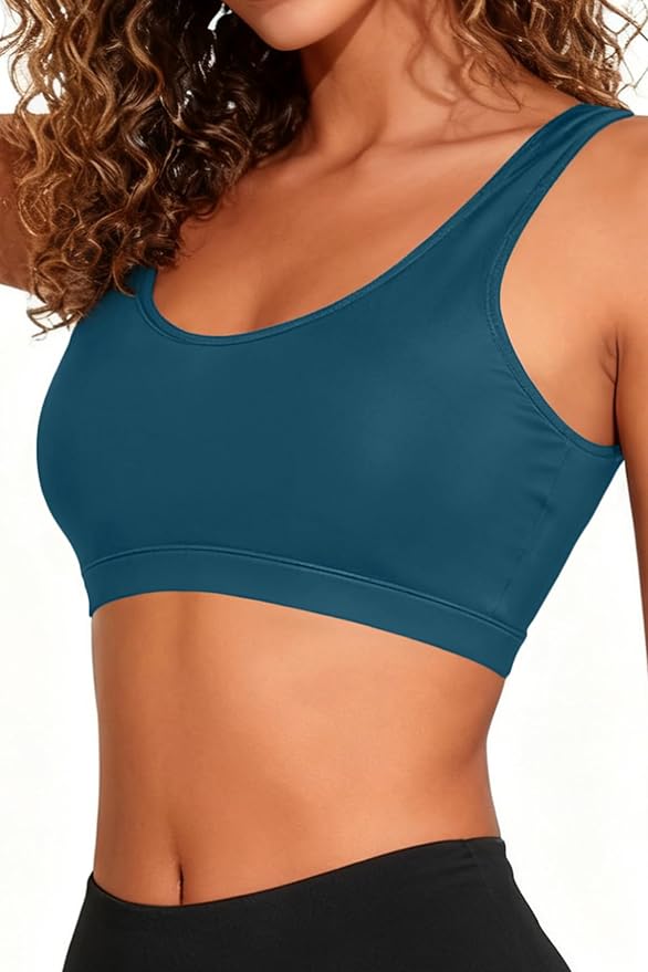 Tempt Me Women Sports Bra Bikini Top Push Up Scoop Neck Bathing Suits Top Padded Swim Crop Tops Only