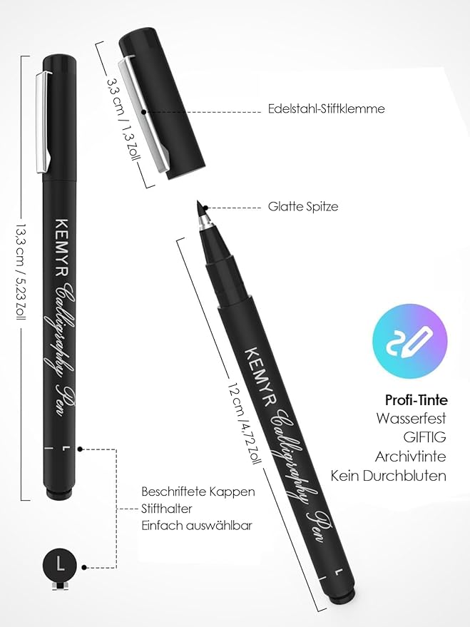 KEMYR 4 Micro Fine liner Drawing Art Pens Calligraphy Pens: XS Size Black Art supplies Waterproof Archival Black Ink Markers For Artists,Use for Professional Watercolor,Sketching