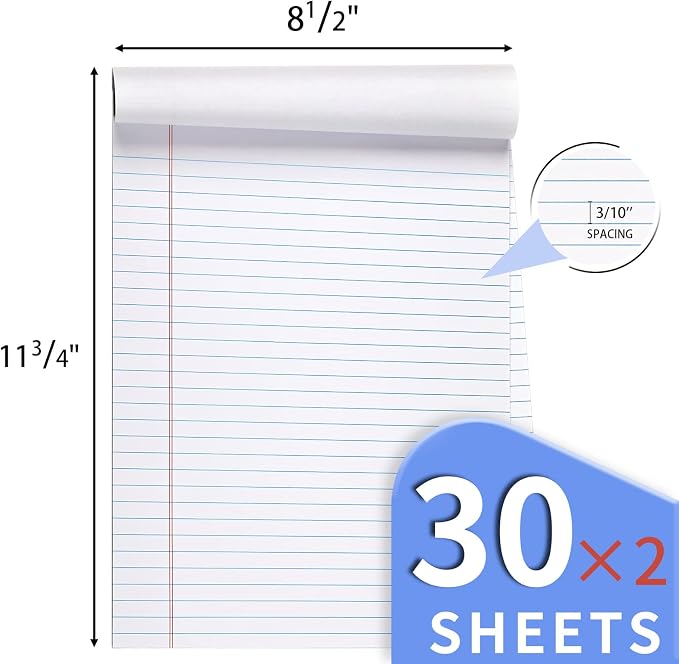 WINKIO 2 Pack Legal Pads Refills Note Pads, Writing Pads 8.5 x 11 Inches