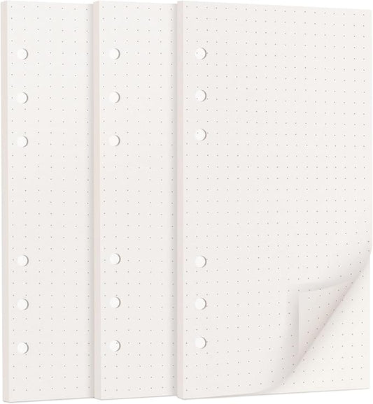 A6 Loose Leaf Refill Paper, 171x94mm, 135 Sheets Dot Grid Planner Refills, 6-Ring Binder Compatible, 100GSM Insert Papers for Notebooks, School, Office, College Notes, Journaling & Printing