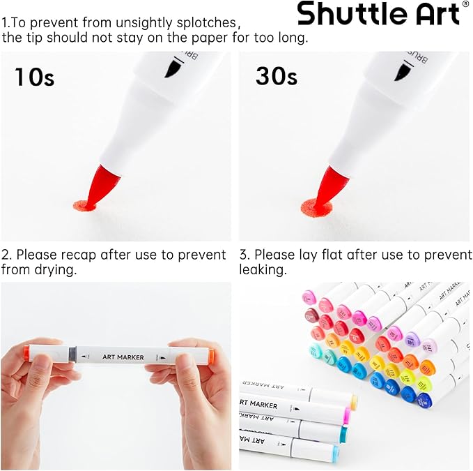 Shuttle Art Brush Tip Alcohol Markers, Dual Tip Brush & Fine Tip Art Marker Set, 89 Colors Marker Pens with Organized Case Perfect for Illustration Students Adults Coloring Sketching
