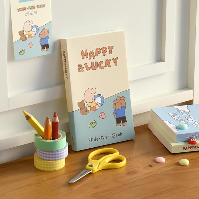 Monolike Happy and Lucky Littles Paperback Line Notebook - 01. Hide-and-seek_Design note, Mini note, Simple note, Notebook, 192 Pages, 4.13x6.69