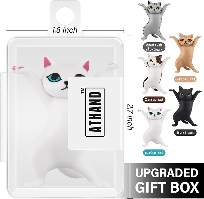 ATHAND Cat Pen Holder,Office Gift for Women Cat Pencil Holder Desk Accessories Office Decor Funny Decor Kawaii Stuff(White)