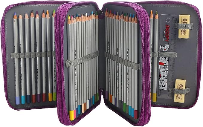 72 Slots Pencil Case Organizer w/Removal Handle Strap | 3-Layer Zipped Pencils Box Large for Colored Pencils Watercolor Pencils for Office and Travel for Artist