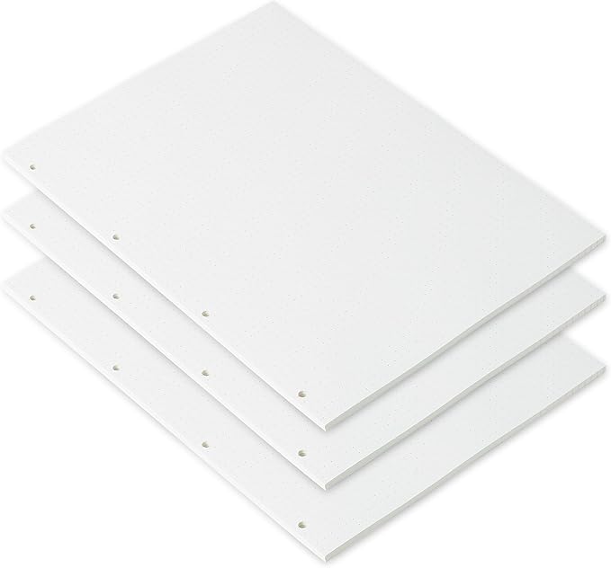 A4 Dot Grid Paper 290x210mm - 135 Sheets 100GSM Dotted Notebook Refill - 4-Hole Punch for A4 4-Ring Binders & Lever Arch Files - 5mm Spacing for Bullet Journals, Notes & Sketching