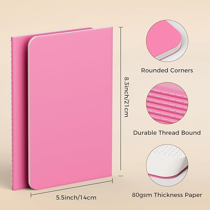 12 Pack Colorful Dot Grid Notebook Journals Bulk with Thick Paper, 60 Pages, 8.3x5.5 inch, A5 Size, Writing Subject Notebooks Planner for Student Travelers Office, Travel Journal Set