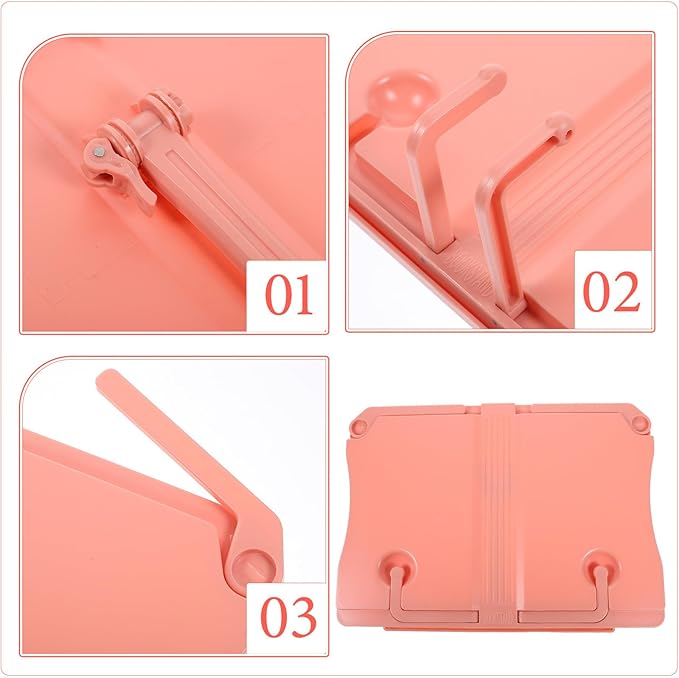 Portable Reading Rack and Music Book Stand, Soft Pink Multi-Functional Desktop Holder for Home Study and Sheet Music, Adjustable Book Holder for Reading and Practice