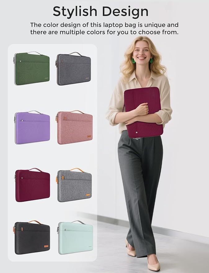 DOMISO 14 inch Laptop Case Sleeve Protective Cover Compatible with 15 inch MacBook Air M4 M3 M2,MacBook Pro,14-15 inch HP Dell ASUS Lenovo Chromebook,Waterproof Computer Cases Bag with Handle,Wine