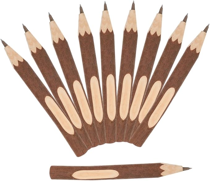Natural Wood Ballpoint Pens 13cm Tree Bark Biodegradable Eco-friendly Writing Pens 10pcs Portable Household for Office and Daily Use
