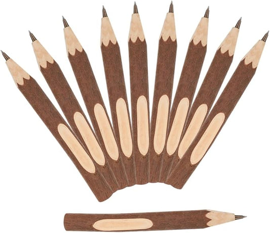 Natural Wood Ballpoint Pens 13cm Tree Bark Biodegradable Eco-friendly Writing Pens 10pcs Portable Household for Office and Daily Use