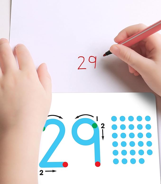 Key Education Textured Touch and Trace Math Flash Cards, Numbers 0 Through 30 Tracing Pad Flashcards for Toddlers, Preschool and Kindergarten Learning Activities