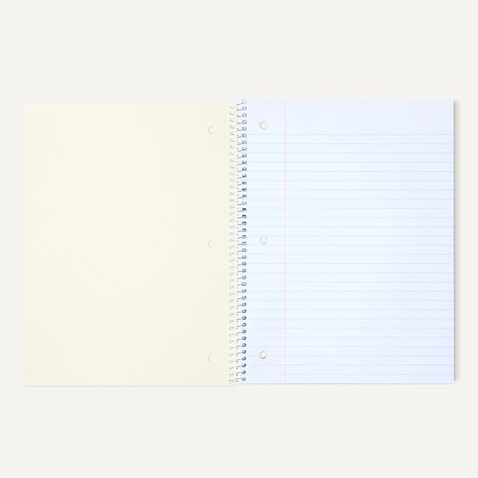Amazon Basics Wide Ruled Spiral Notebooks, 8" x 10-1/2", 70 Sheets, Assorted Pastel Solid Colors, 5 Pack